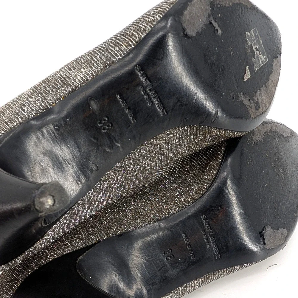 Saint Laurent Metallic Galaxy Glitter Pointed Toe Kitten Heel Charlotte 55  38 - Picture 5 of 8
